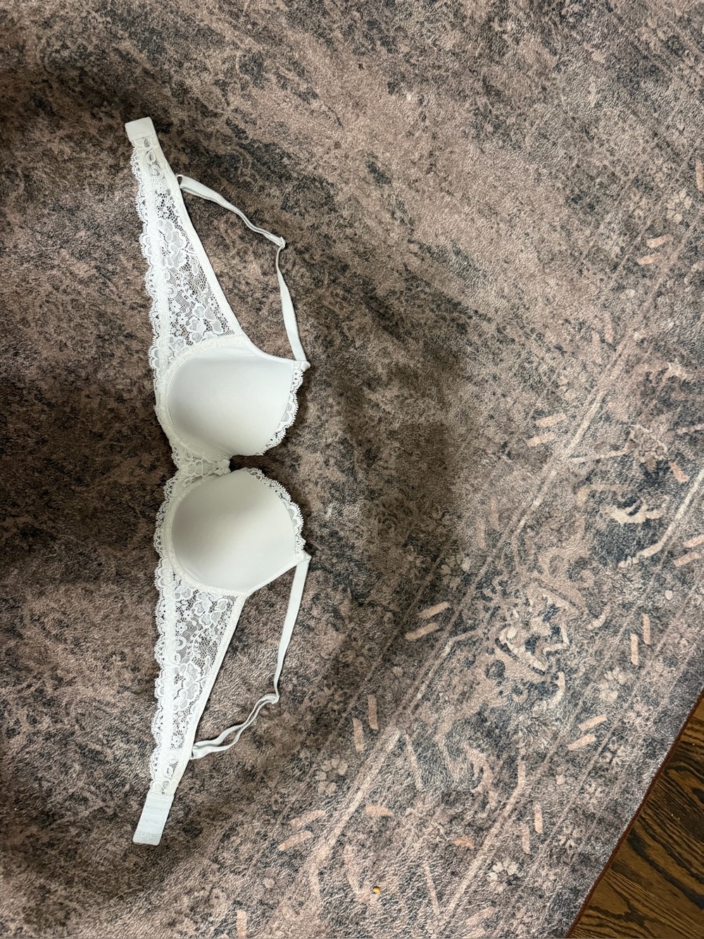 Victoria's Secret White Lace Push-Up Bra with Sheer Lace Sides